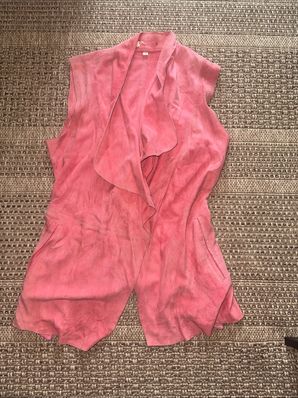 Super Soft Luxurious Suede Sleeveless Drape Front Vest in Rose Pink